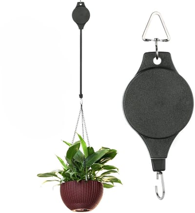 aladdien - Opknoping Mand - Heavy Duty Plant Hanger - Zwart - Katrol Systeem - Makkelijk te Installeren - Geschikt voor Binnen en Buiten - 3 Stuks
