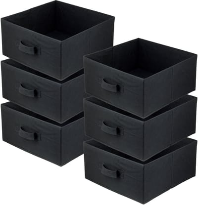 LAVITA® Opbergmand Textiel - 31x31x15 Zwart 6 Stuks - Opbergbox Kast Organizer Opbergdoos - Kastlade Verdeler Voor Kleding Ondergoed Badkamer Kledingkast - Vouwdoos Stoffen Doos Opbergdozen