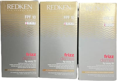 SALE ! 3 Stuks Redken Frizz Dismiss Fly-Away Fix 50 Sheets SUPER VOORDELIG OP=OP