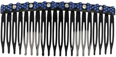 Haarsoires Haarspeld Sierkam Opsteekkam 10cm - Strass Steentjes - Grove Tand - Zwart Blauw - Haarversierkam - Haar Versiering