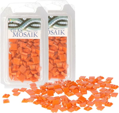 Glorex mozaiek steentjes/tegeltjes - vierkant - 420x stuks - oranje - 1 x 1 cm