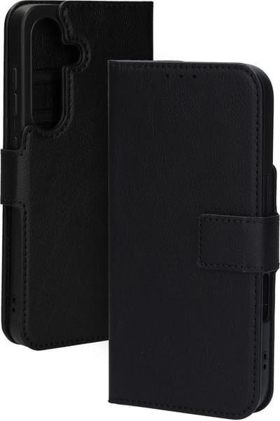 Mobiparts hoesje geschikt voor Samsung Galaxy S25 - Wallet/Boekhoesje - Eco Leer - Magneet Sluiting - Opberg vakken - Zwart