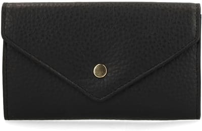 Manfield - Dames - Zwarte leren portemonnee - Maat 1