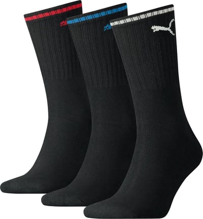 Puma Crew Sock Stripe (3-pack) - sokken - zwart gestreept