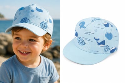 Jongens Pet Walvis – Kinderpet Lichtblauw – Verstelbaar met Klittenband – 2-4 Jaar