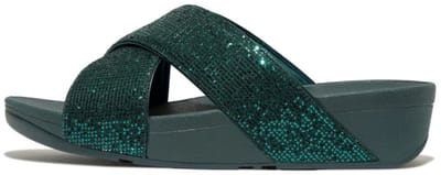 FitFlop FitFlop Lulu Cross Slide - Glitterball Metallic diepblauw - Maat 37