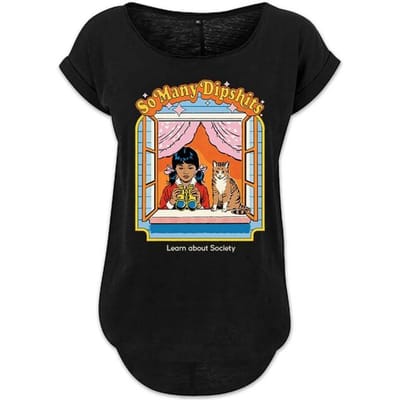 Steven Rhodes - Fun T-shirt - So Many Dipshits - M tot L - voor Vrouwen - zwart