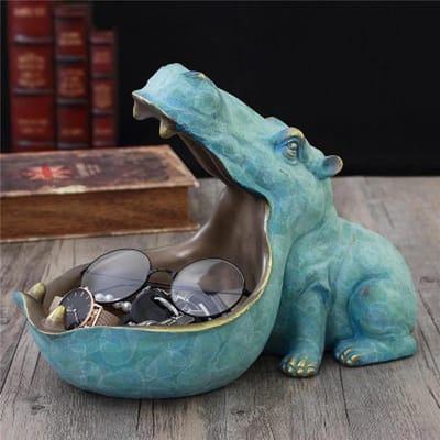Nijlpaard Figuur Desktop Opbergdoos Standbeeld Sleutelkom Hippo Sculptuur Grote Mond Pelikaan Tafel Sleutel Snoep Container Woondecoratie Small