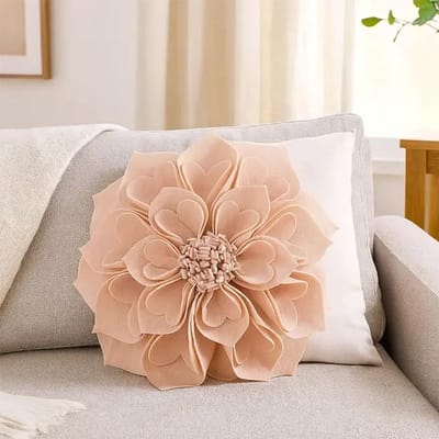 Decoratieve Kussensloop Rond 3D Bloem Ontwerp - Sierkussenhoes voor Bank en Woondecoratie