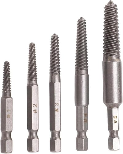 Set van 5 Schroefextractors met 1/4 Inch Hex Shank - Roestvrij Stalen Schroefverwijderaars voor Beschadigde Schroeven - Ideaal voor Klussen en Reparaties