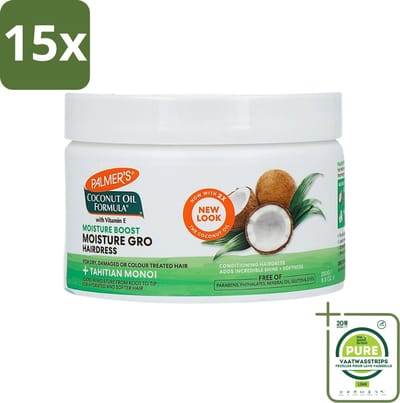 15 x Palmers - Cremespoeling - Coconut Oil - Condit Pot - 250 ml - Grootverpakking - Kokosolie Conditioner - Haarvoeding - Droog Haar - Beschadigd Haar - Haarherstel