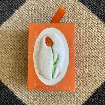 Ins Bouquet Tulp Geborduurde Vierkante Handdoek met Handgeschenk Huishoudelijke Handdoek Praktisch Klein Cadeau voor Vakantieactiviteiten 1pc orange