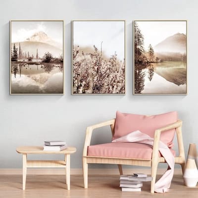 Beige Natuur Poster Set van 3 voor Slaapkamer en Woonkamer