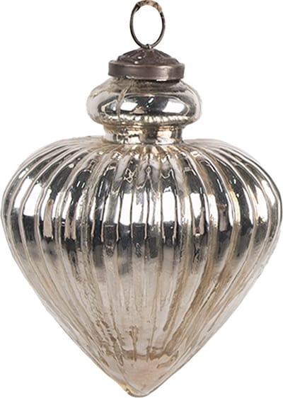 Clayre & Eef Kerstbal Overig Ø 10x12 cm Zilverkleurig Glas Kerstballen