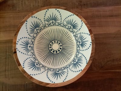 Floz Design grote houten schaal - grote fruitschaal - saladeschaal - serveerschaal - houten schaal met print - 40 cm - fairtrade