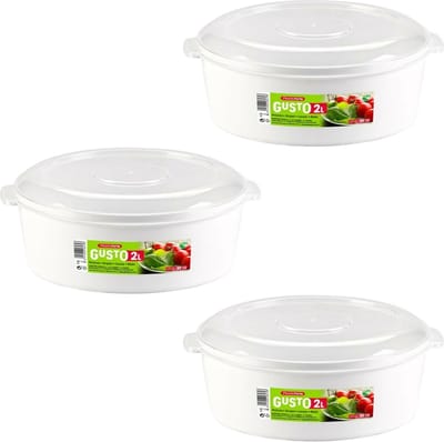 PlasticForte Magnetronschaal - 3x - 2 liter - wit/transparent - kunststof - BPA vrij