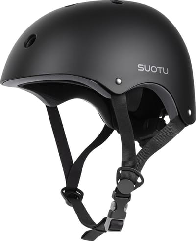 Suotu Kinderhelm - Verstelbare Fietshelm & Skatehelm - Voor Fietsen, Steppen, Skateboarden & BMX - Maat M - Zwart