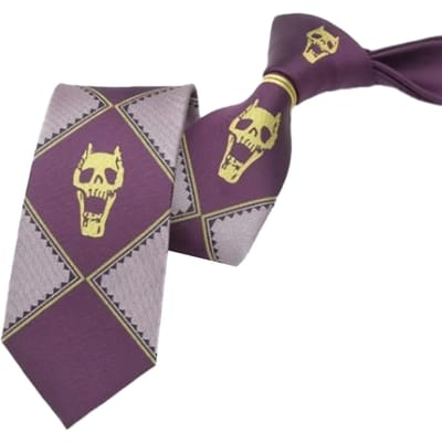 Stijlvolle Stropdas Schedelpatroon Ontwerp Zacht Polyester Exquise Unisex Nekdas voor Feest Cosplay Paars gray