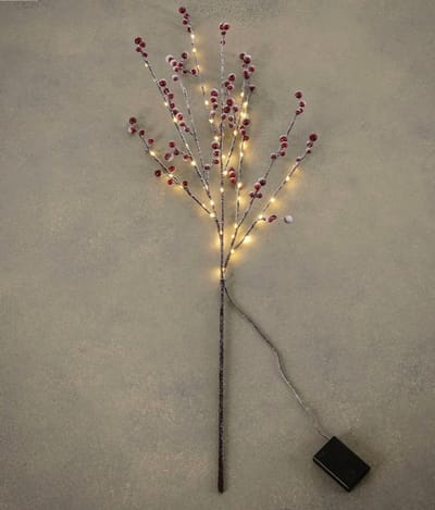 Luca Lighting Decoratieve kersttak met verlichting bessen besneeuwd rood 100 cm