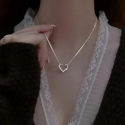 Stereoscopisch Roestvrij Staal Zal Niet Vervagen Kleine Perzik Hart Gouden Ketting voor Vrouwen Liefde Hart Hanger Sleutelbeenketting Cadeau gray