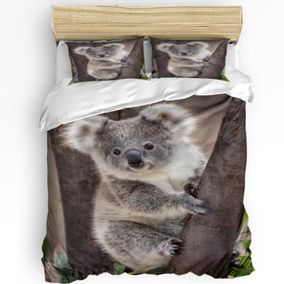 Dier Koala Beer Boom Bedrukt Comfort Dekbedovertrek Kussensloop Hometextiel Dekbedovertrek Jongen Kind Tiener Meisje 3-delige Beddengoedset EU single(135x200cm)