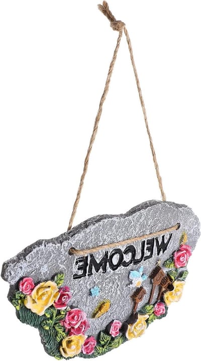Welkomstbord Hars - Tuindecoratie Hangend - Huis Verfraaien - Creatief Bloem Design - 16x9cm - Diverse kleuren