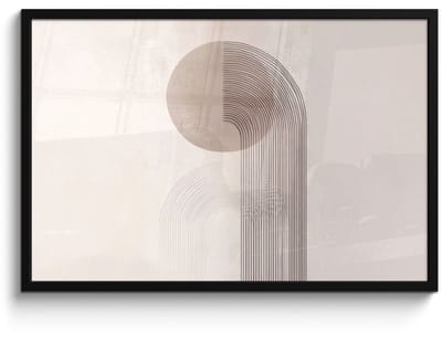 Poster in lijst - Fotolijst 90x60 cm - Posters - Minimalistisch - Cirkel - Lichtgrijs - Posterlijst zwart - Decoratie - Wanddecoratie woonkamer - Muurdecoratie slaapkamer