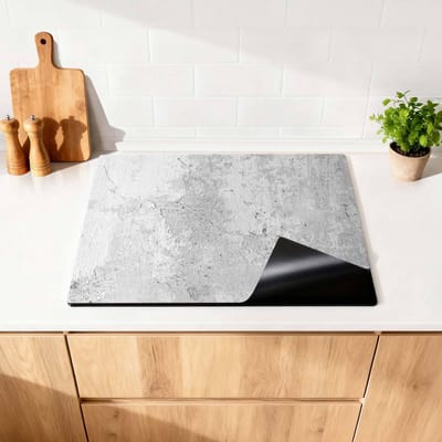 KitchenArt - Urban White - Inductie Beschermer - 77x52 cm - Kookplaat Beschermer - Luxe Afdekplaat Inductieplaat - Anti-slip & Oprolbaar - Beschermmat Inductiekookplaat