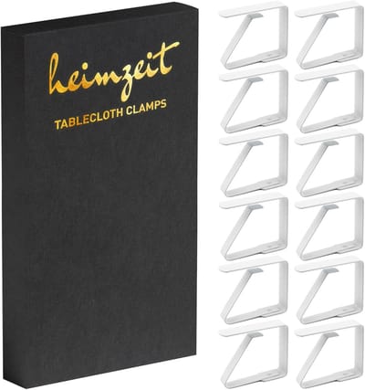 Tafelkleed Clips - Klemmen Set - Buiten Tafelen - Roestvrij Staal - Max 5cm Dikte - Wit