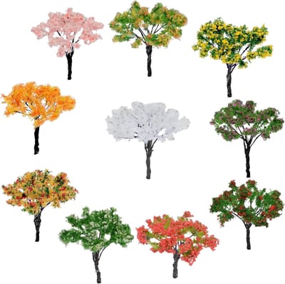 10 Stuks Modelbouw Bomen in Diverse Kleuren voor DIY Landschap en Tuin Decoratie - Plastic Bomen voor Modelspoor en Diorama's