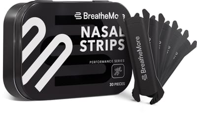BreatheMore® Neusstrips - The Performance Series - Travel Box - Zwart - 30 stuks
