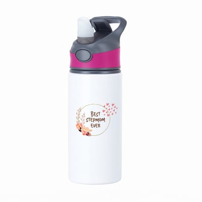 Hacebo® - Bonusmoeder cadeau - waterfles met rietje roze - Stiefmoeder cadeau - Bonusmama - Stiefmoeder cadeautjes - Moederdag cadeau - mamacadeautjes verjaardag - liefste mama - Bonusmama - Leuk kado om te geven - water fles - 650ML