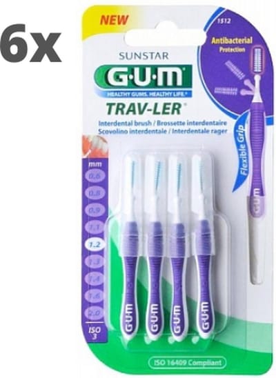 GUM Travler ragers Paars 1.2mm - 6 x 4 stuks - Voordeelverpakking