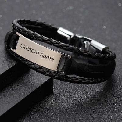 Gepersonaliseerde Roestvrijstalen Gevlochten Touw Bedelarmband Custom Heren Leren Armbanden Elke Naam Kralen Cadeau voor Vriend Sieraden bruin