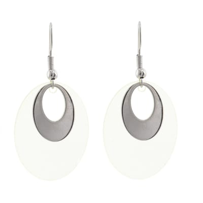 Behave - Oorbelhangers dames - Zilverkleur transparant ovaal - Retro look 4,5cm
