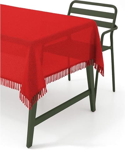 Tuinkleed met Franjes - Buitenkleed Tafelkleed - Terras Aankleden - Weerbestendig Schuim - 110 x 140 cm - Rood