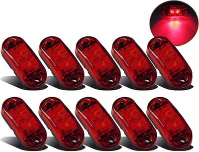 10 stuks 2 led-zijmarkeringslampen, 12/24 V, voor aanhangers, waarschuwingslicht, rood licht voor vrachtwagen, camper, caravan (Rood)