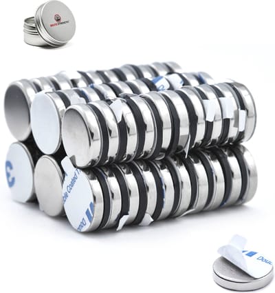 Brute Strength - Super sterke zelfklevende 3M magneten - Rond - 15 x 3 mm - 60 Stuks - Kleef Magneten - Neodymium magneet sterk - Voor koelkast - whiteboard