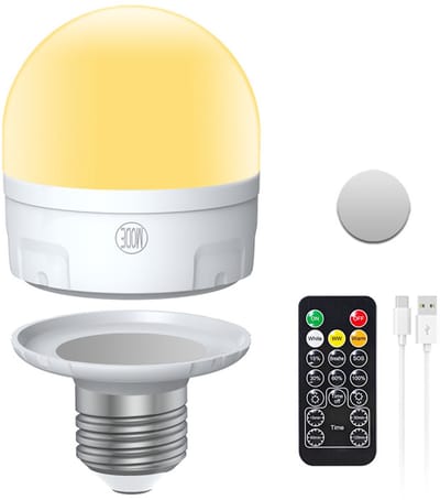 Oplaadbare Dimbare LED Gloeilamp met Afstandsbediening E26 USB-C-Three color temperature DC model 1 set (A model)