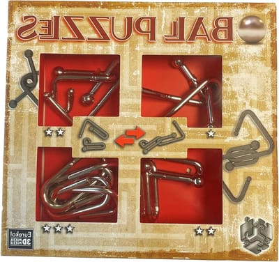 3D Puzzel Set - Puzzel Mania - Hersenkrakers Oplossen - Verschillende Moeilijkheidsgraden - 16 x 2.5 x 15 cm - Rood