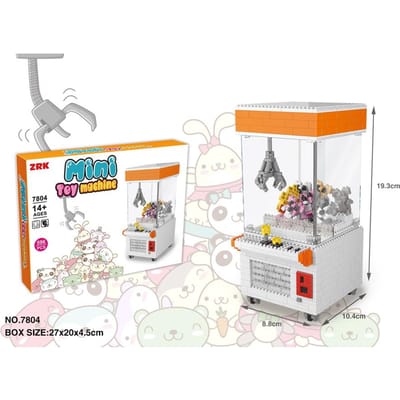 Mini Speelgoedautomaat Micro Bouwstenen Doe-het-zelf Grijper Machine Creatieve Assemblage Speelgoed Voor Kinderen Verjaardagscadeaus Leuk Educatief Speelgoed With box white