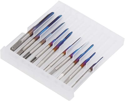 Dailygoods- Micro Taps Set van 10 - Metrisch M1-M3.5 - Tungsten Staal - Mini Spiral Flute - Draad Machinetap - Geschikt voor Klokken en Horloges - Tapset