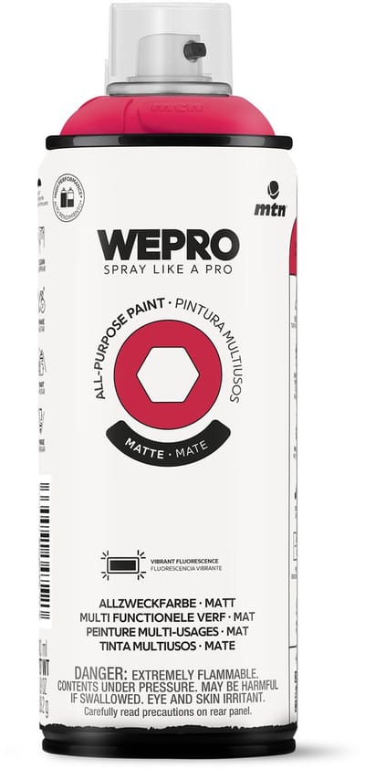 Spuitbus Fluor Rood Mat MTN WEPRO ALL-PURPOSE PAINT 400ML