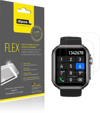 dipos – 2x Beschermfolie geschikt voor Banlvs Smartwatch 1.73 Zoll | 3D Full Cover Screenprotector | 100% Passend