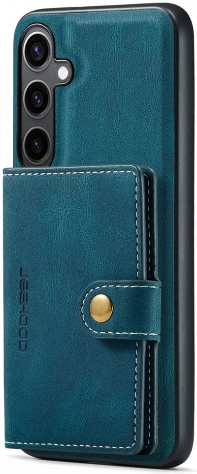 CaseMe Hoesje Geschikt voor Samsung Galaxy S24 Plus | Back Cover met Magnetische Kaarthouder | Beschermhoes Pasjeshouder Achterkant | 4 Pasjes en Briefgeld | Blauw