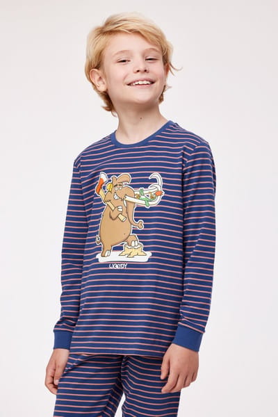 Woody pyjama jongens - mammoet - streep - 232-10-PZL-Z/915 - maat 152