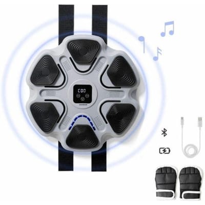 Muzikale Boks Machine - INNOVAGOODS - Oplaadbaar - Bluetooth - Digitaal Scherm - 6 Stootkussens grijs