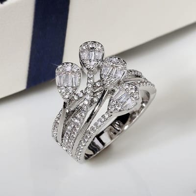 Bagues Pendantes Délicates Zirconium Cubique Coupe Princesse Argent 925 Mode Femme Bagues Géométriques Mariage Bagues de Fiançailles Fête 7 blanc