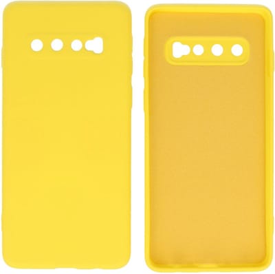 Hoesje Geschikt voor Samsung Galaxy S10 - 2.0mm Dikke Fashion Telefoonhoesje Backcover - Siliconen Hoesje - Geel