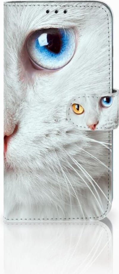 Honor 10 Lite Telefoonhoesje met Pasjes Witte Kat